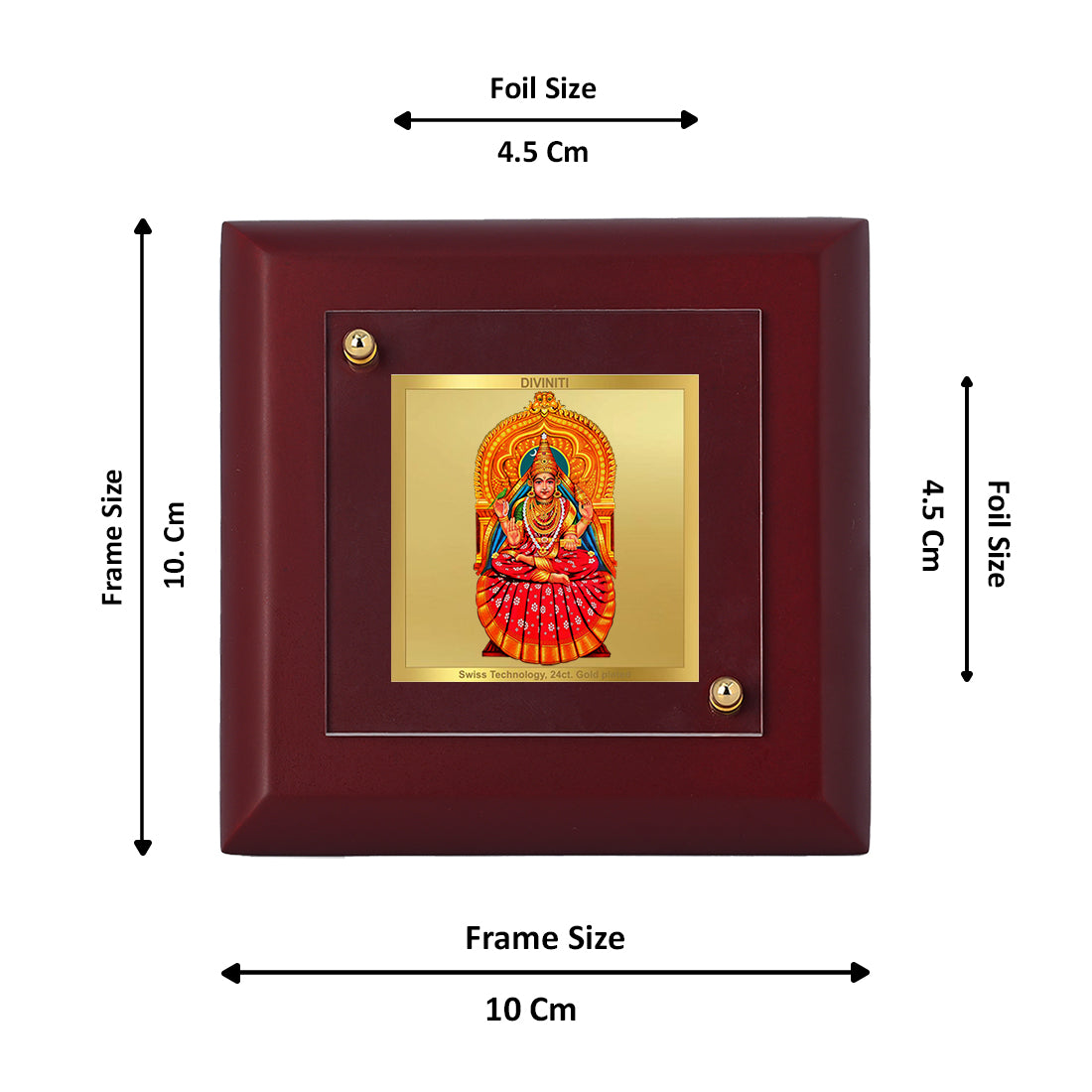 Diviniti 24K Gold Plated Sharda Mata Photo Frame For Home Decor, Table Tops, Puja, Gift (10 x 10 CM)