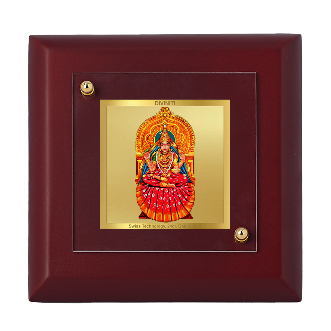 Diviniti 24K Gold Plated Sharda Mata Photo Frame For Home Decor, Table Tops, Puja, Gift (10 x 10 CM)