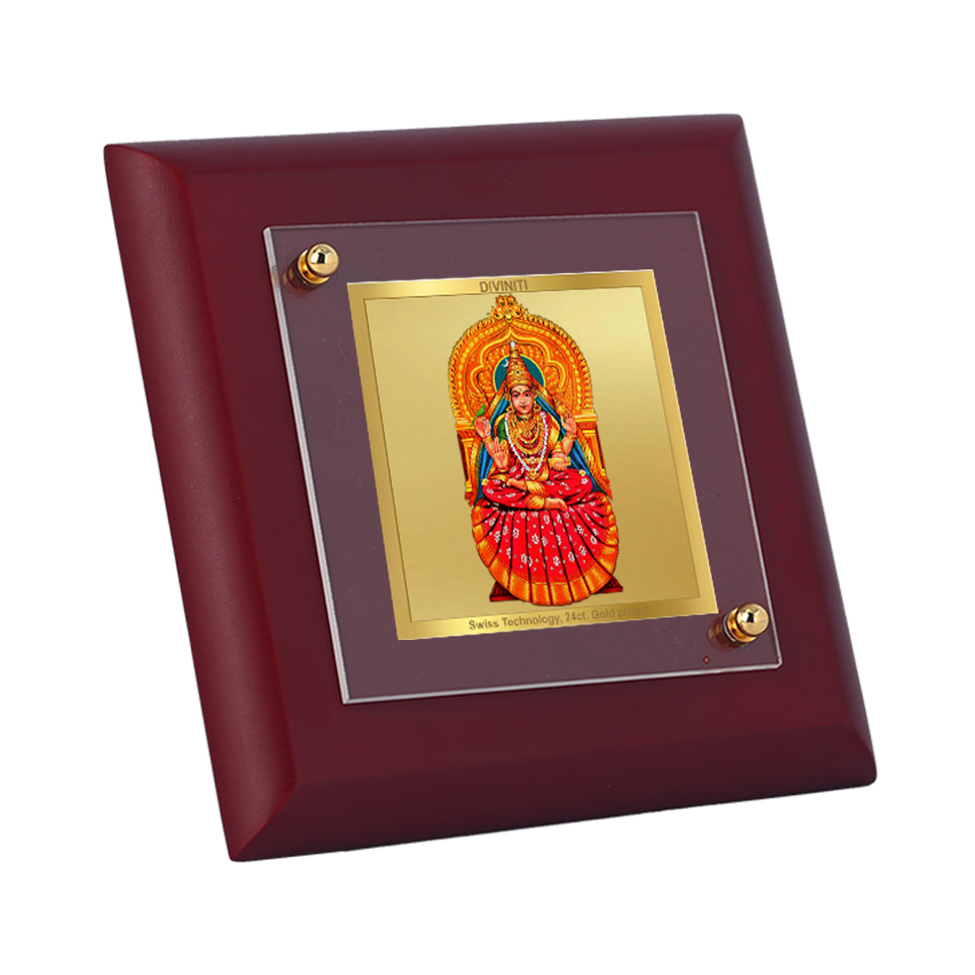 Diviniti 24K Gold Plated Sharda Mata Photo Frame For Home Decor, Table Tops, Puja, Gift (10 x 10 CM)