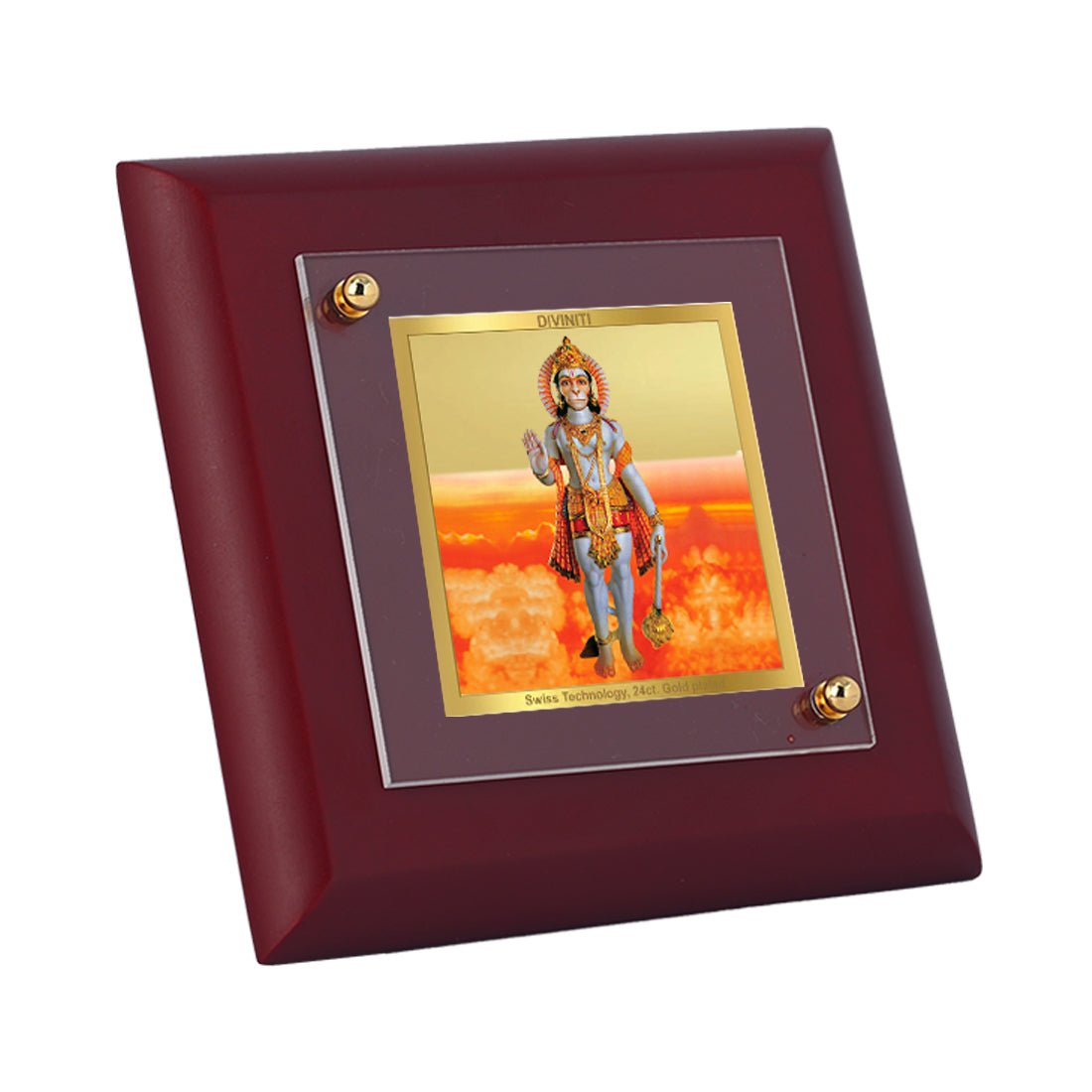 Diviniti 24K Gold Plated Triveni Balaji Photo Frame For Home Decor, Table Decor, Puja, Gift (10 x 10 CM)