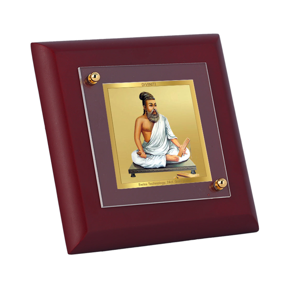 Diviniti 24K Gold Plated Thiruvalluvar Photo Frame For Home Decor Showpiece, Table Top & Gift (10 x 10 CM)