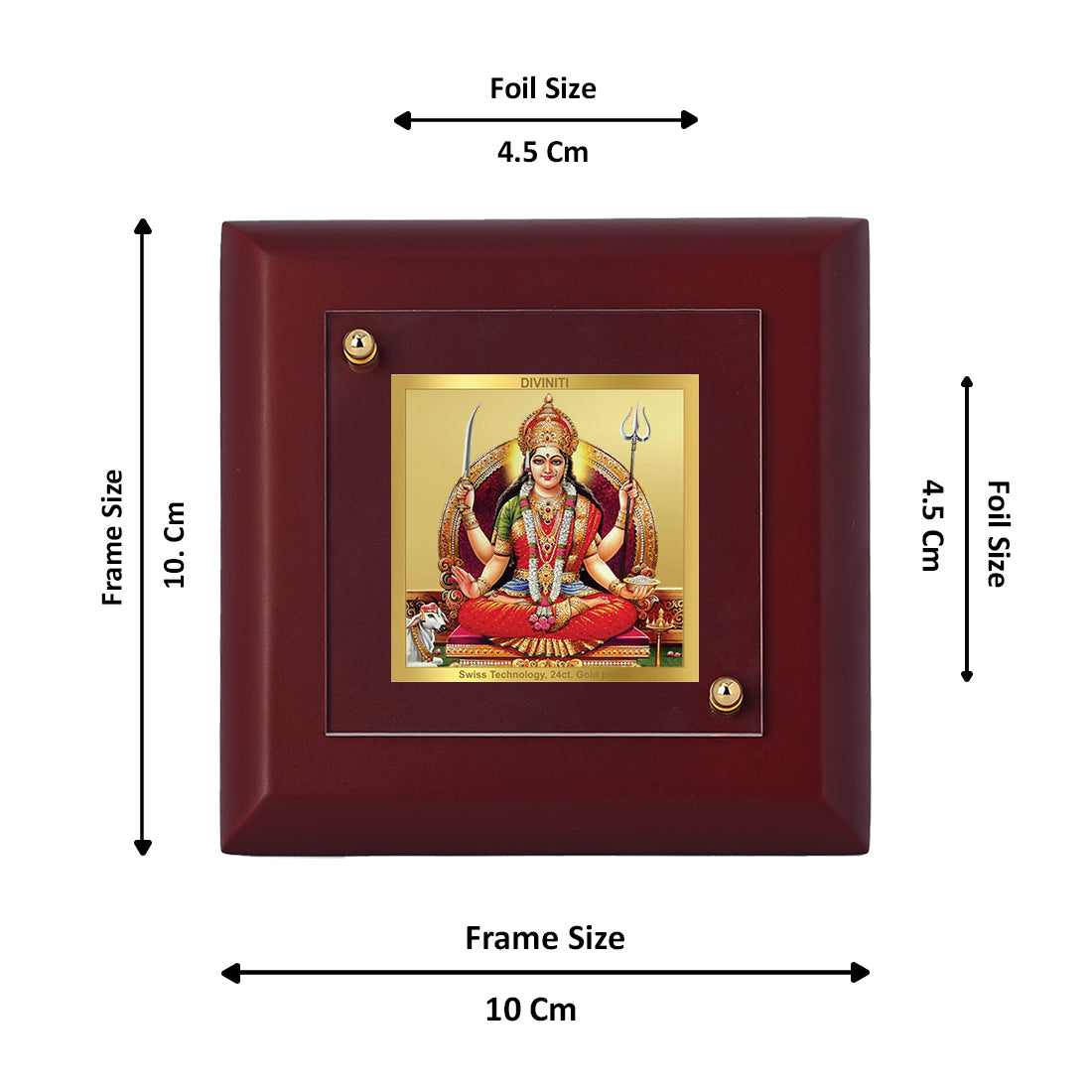 Diviniti 24K Gold Plated Santoshi Mata Photo Frame For Home Decor, Festival Gift, Puja (10 x 10 CM)