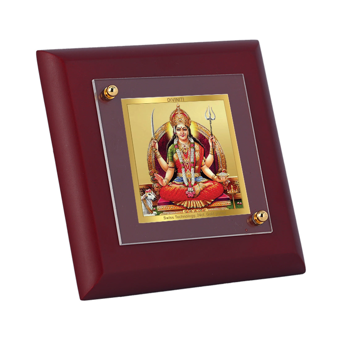 Diviniti 24K Gold Plated Santoshi Mata Photo Frame For Home Decor, Festival Gift, Puja (10 x 10 CM)