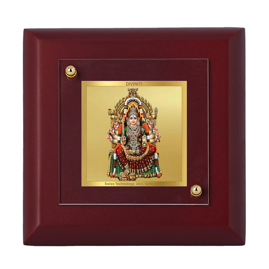 Diviniti 24K Gold Plated Samayapuram Mariamman Photo Frame For Home Decor Showpiece, Gift, Worship (10 x 10 CM)