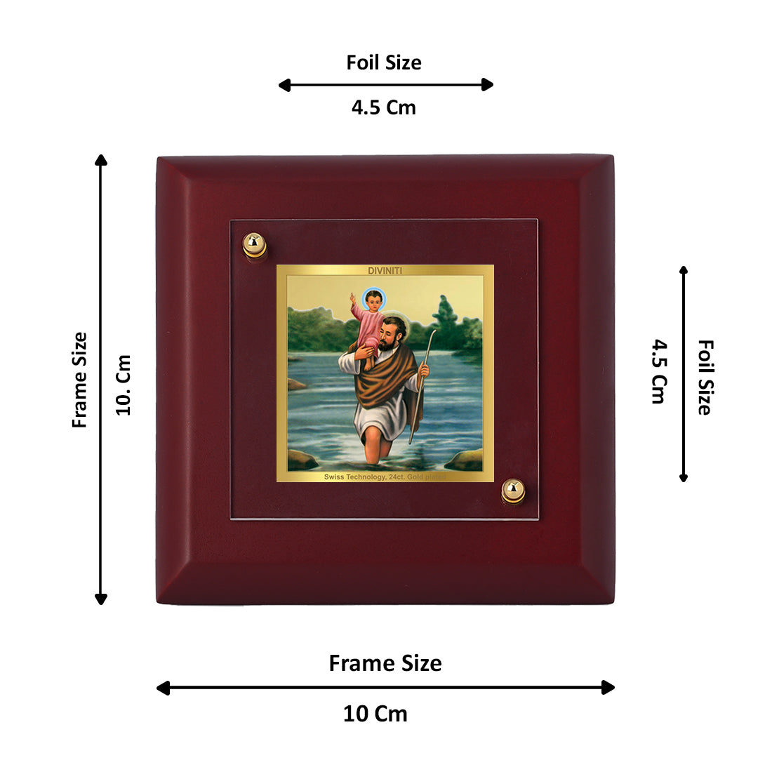 Diviniti 24K Gold Plated Saint Christopher Photo Frame For Home Decor Showpiece, Table Tops, Gift (10 x 10 CM)