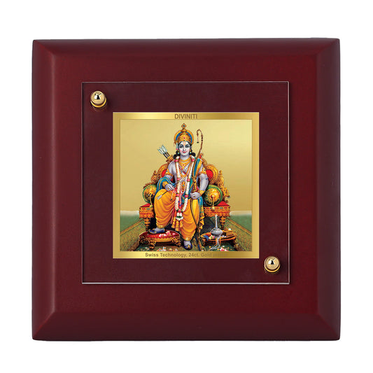 Diviniti 24K Gold Plated Lord Ram Photo Frame For Home Decor Showpiece, Table Tops, Puja, Gift (10 x 10 CM)