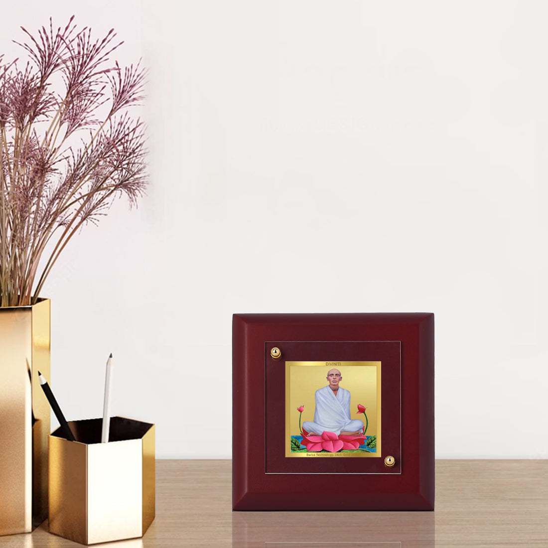 Diviniti 24K Gold Plated Ram Thakur Photo Frame For Home Decor, Table Top & Gift (10 x 10 CM)