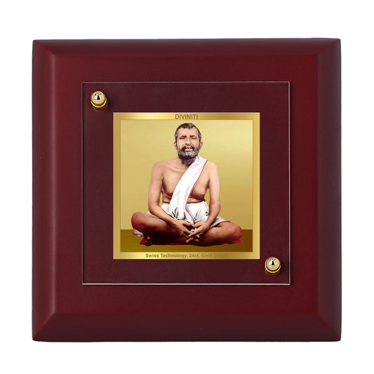 Diviniti 24K Gold Plated Ramakrishna Photo Frame For Home Decor, Table Tops, Gift (10 x 10 CM)