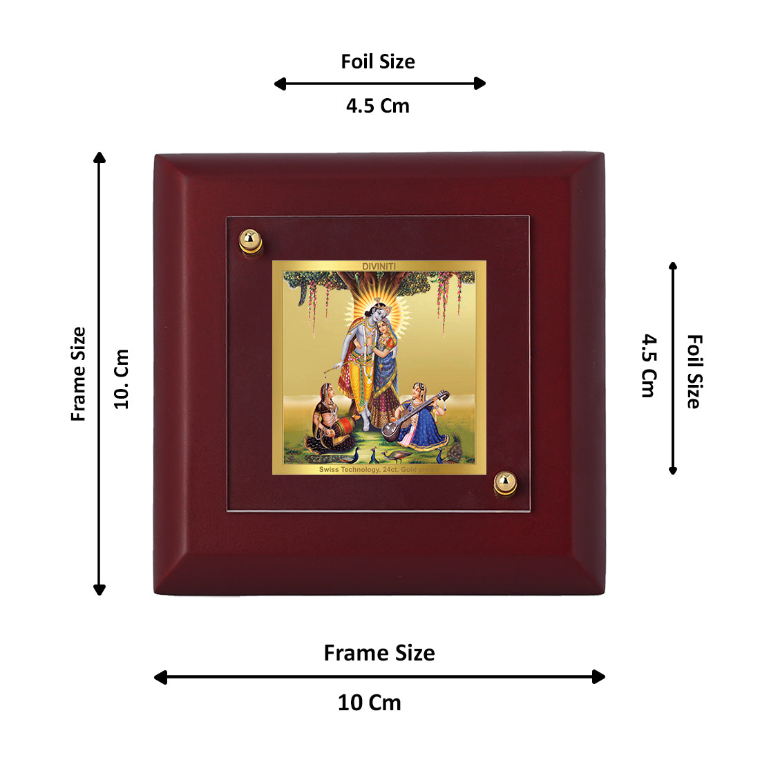 Diviniti 24K Gold Plated Radha Krishna Photo Frame For Home Decor, Table Tops, Puja, Festival Gift (10 x 10 CM)