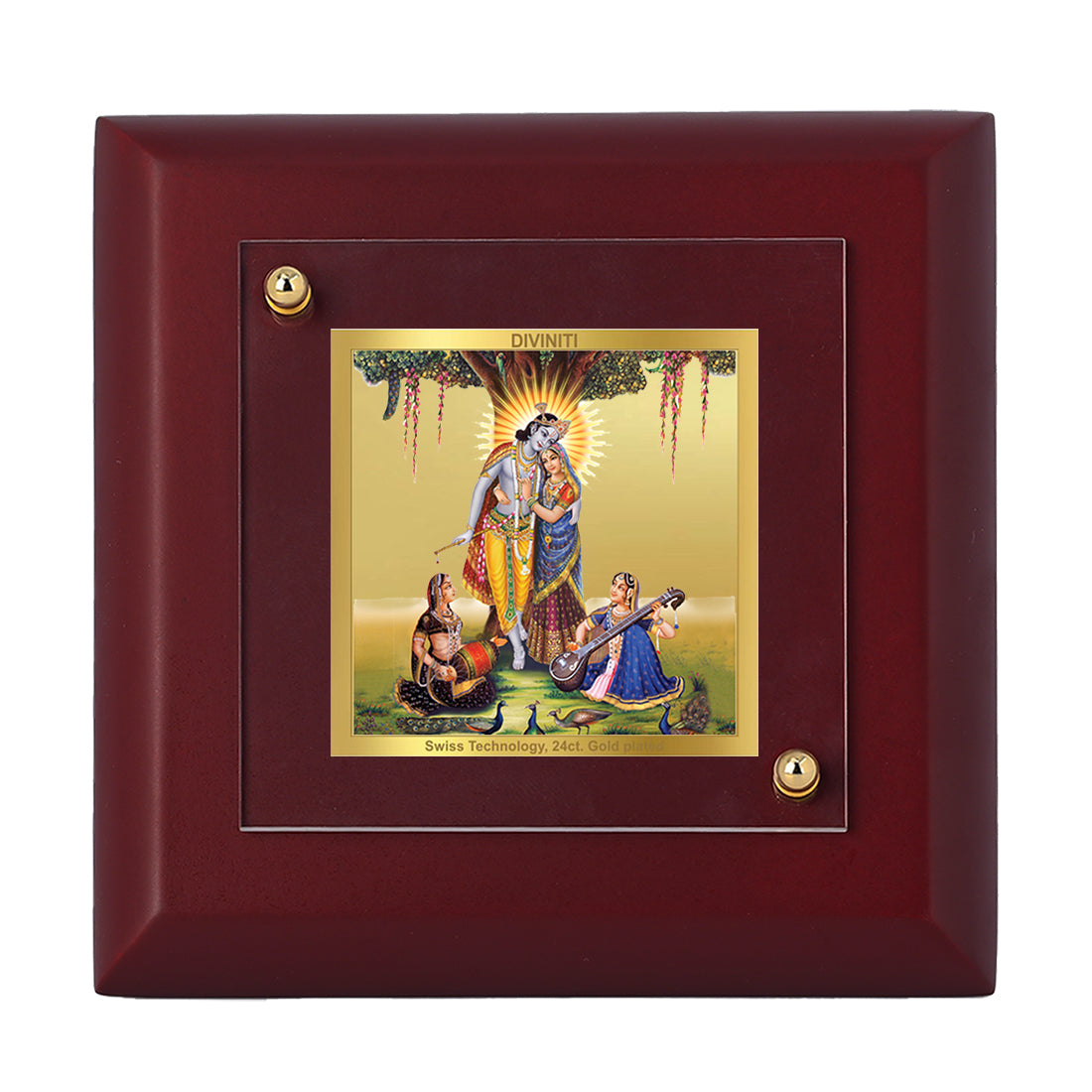 Diviniti 24K Gold Plated Radha Krishna Photo Frame For Home Decor, Table Tops, Puja, Festival Gift (10 x 10 CM)