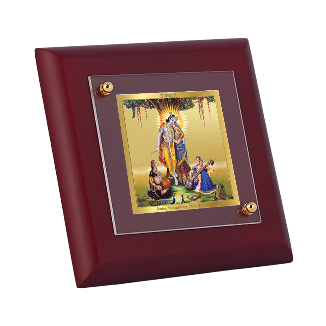 Diviniti 24K Gold Plated Radha Krishna Photo Frame For Home Decor, Table Tops, Puja, Festival Gift (10 x 10 CM)