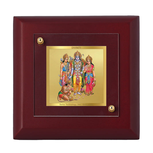 Diviniti 24K Gold Plated Ram Darbar Photo Frame For Home Decor, Table Tops, Puja, Festival Gift (10 x 10 CM)