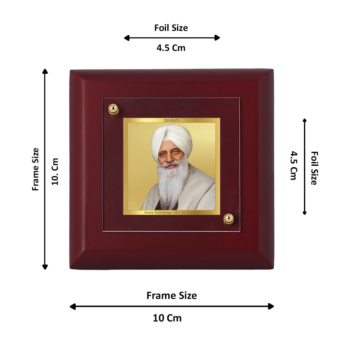 Diviniti 24K Gold Plated Radha Soami Photo Frame For Home Decor, Table Top, Gift (10 x 10 CM)