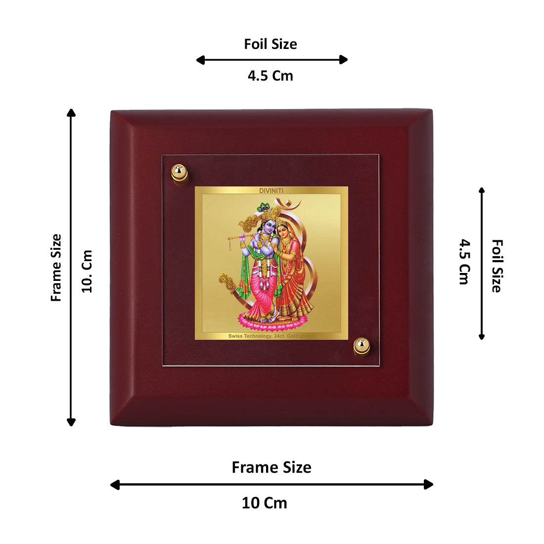 Diviniti 24K Gold Plated Radha Krishna Photo Frame For Home Decor, Table Tops, Puja, Festival Gift (10 x 10 CM)