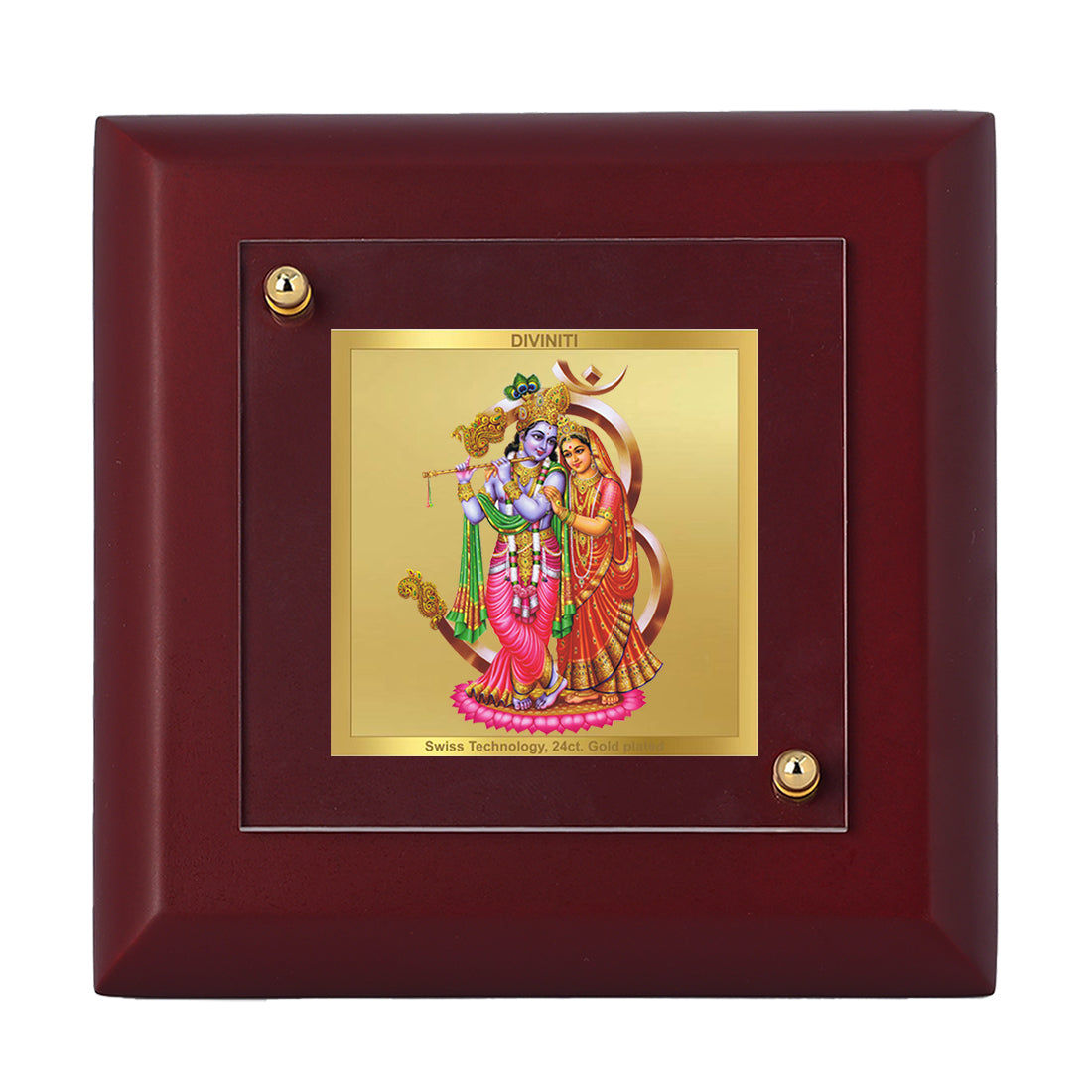 Diviniti 24K Gold Plated Radha Krishna Photo Frame For Home Decor, Table Tops, Puja, Festival Gift (10 x 10 CM)