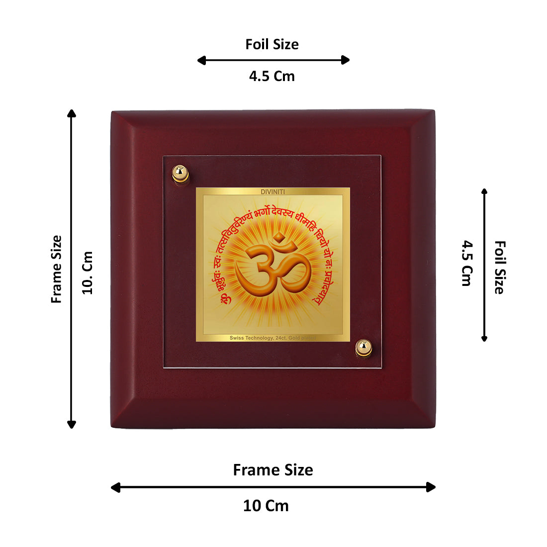 Diviniti 24K Gold Plated Gayatri Mantra Photo Frame For Home Decor, Table Tops, Puja & Gift (10 x 10 CM)