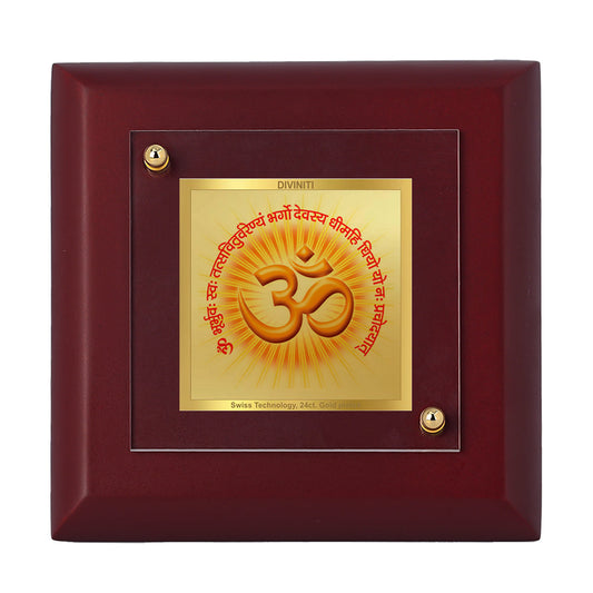 Diviniti 24K Gold Plated Gayatri Mantra Photo Frame For Home Decor, Table Tops, Puja & Gift (10 x 10 CM)