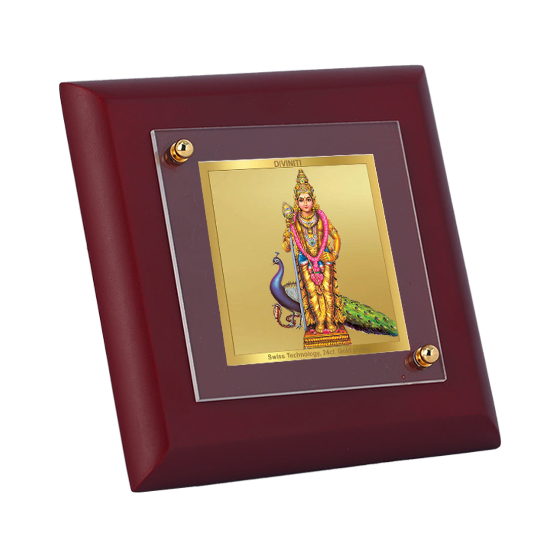 Diviniti 24K Gold Plated Murugan Photo Frame For Home Decor, Table, Prayer, Gift (10 x 10 CM)