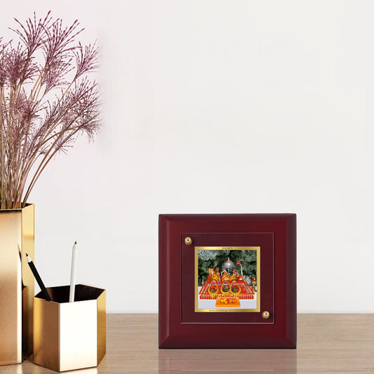 Diviniti 24K Gold Plated Mata Ka Darbar Photo Frame For Home Decor, Table, Puja Room, Festival Gift (10 x 10 CM)