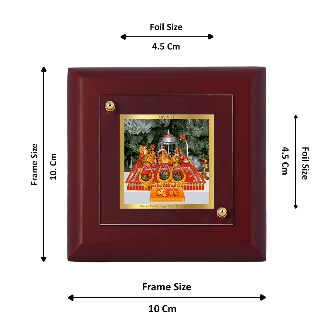 Diviniti 24K Gold Plated Mata Ka Darbar Photo Frame For Home Decor, Table, Puja Room, Festival Gift (10 x 10 CM)