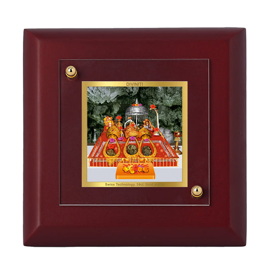 Diviniti 24K Gold Plated Mata Ka Darbar Photo Frame For Home Decor, Table, Puja Room, Festival Gift (10 x 10 CM)