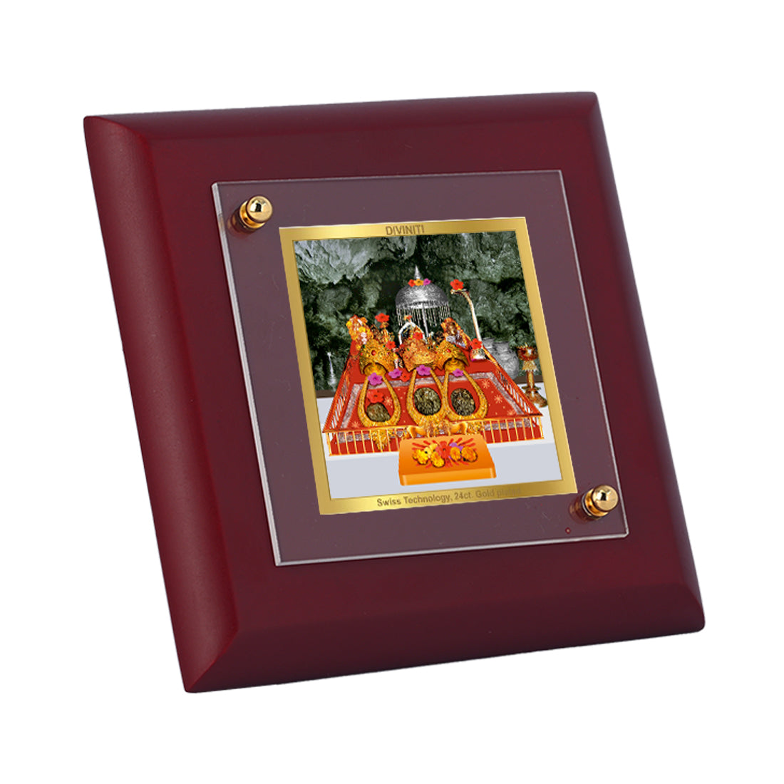 Diviniti 24K Gold Plated Mata Ka Darbar Photo Frame For Home Decor, Table, Puja Room, Festival Gift (10 x 10 CM)