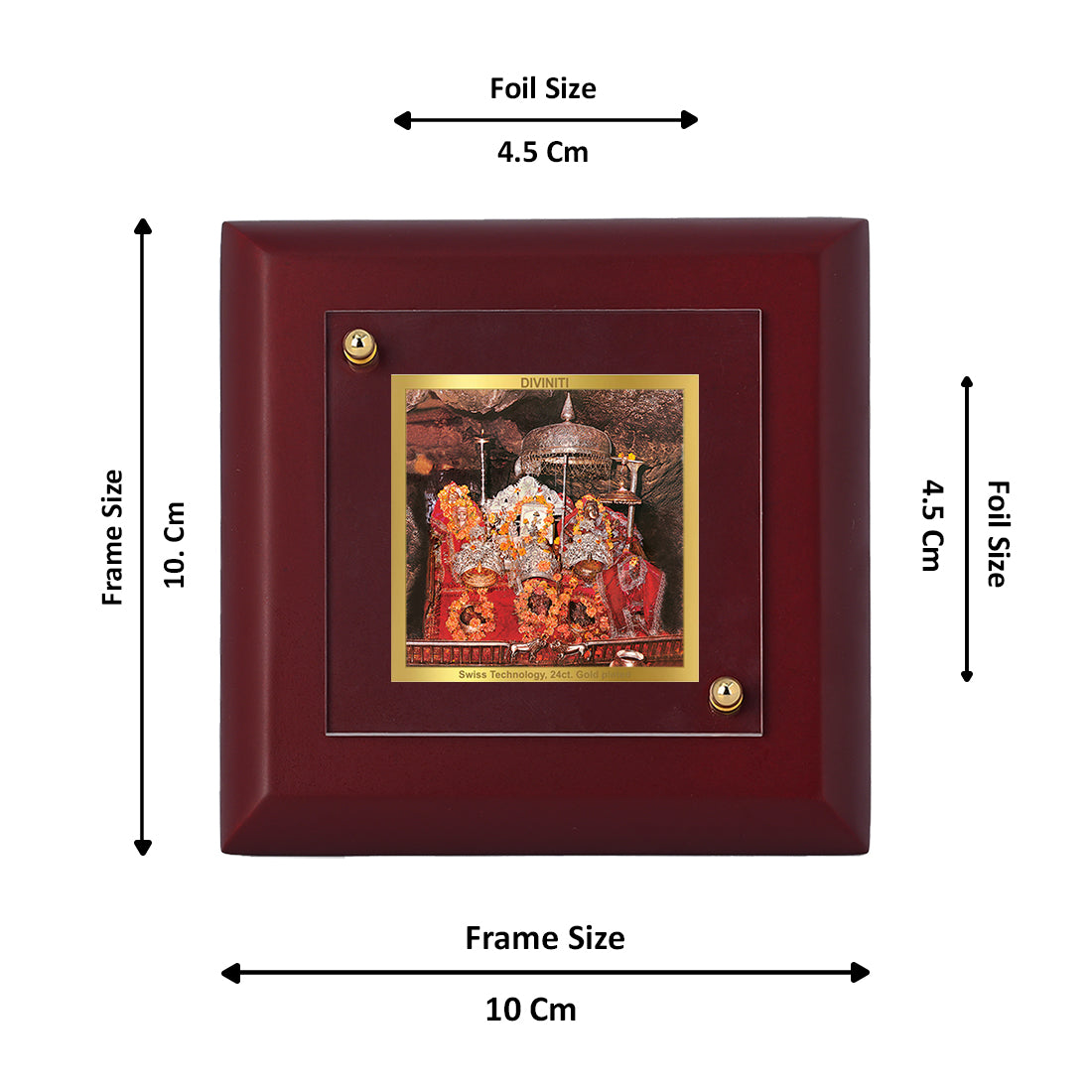 Diviniti 24K Gold Plated Mata Ka Darbar Photo Frame For Home Decor, Table, Puja Room, Festival Gift (10 x 10 CM)