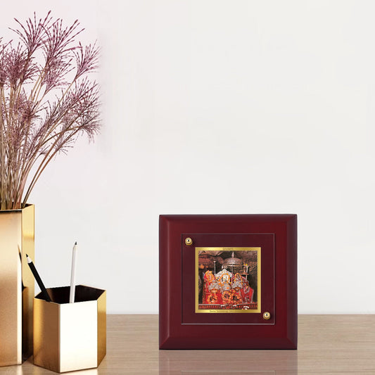 Diviniti 24K Gold Plated Mata Ka Darbar Photo Frame For Home Decor, Table, Puja Room, Festival Gift (10 x 10 CM)