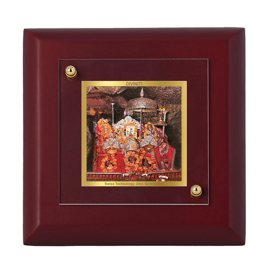 Diviniti 24K Gold Plated Mata Ka Darbar Photo Frame For Home Decor, Table, Puja Room, Festival Gift (10 x 10 CM)