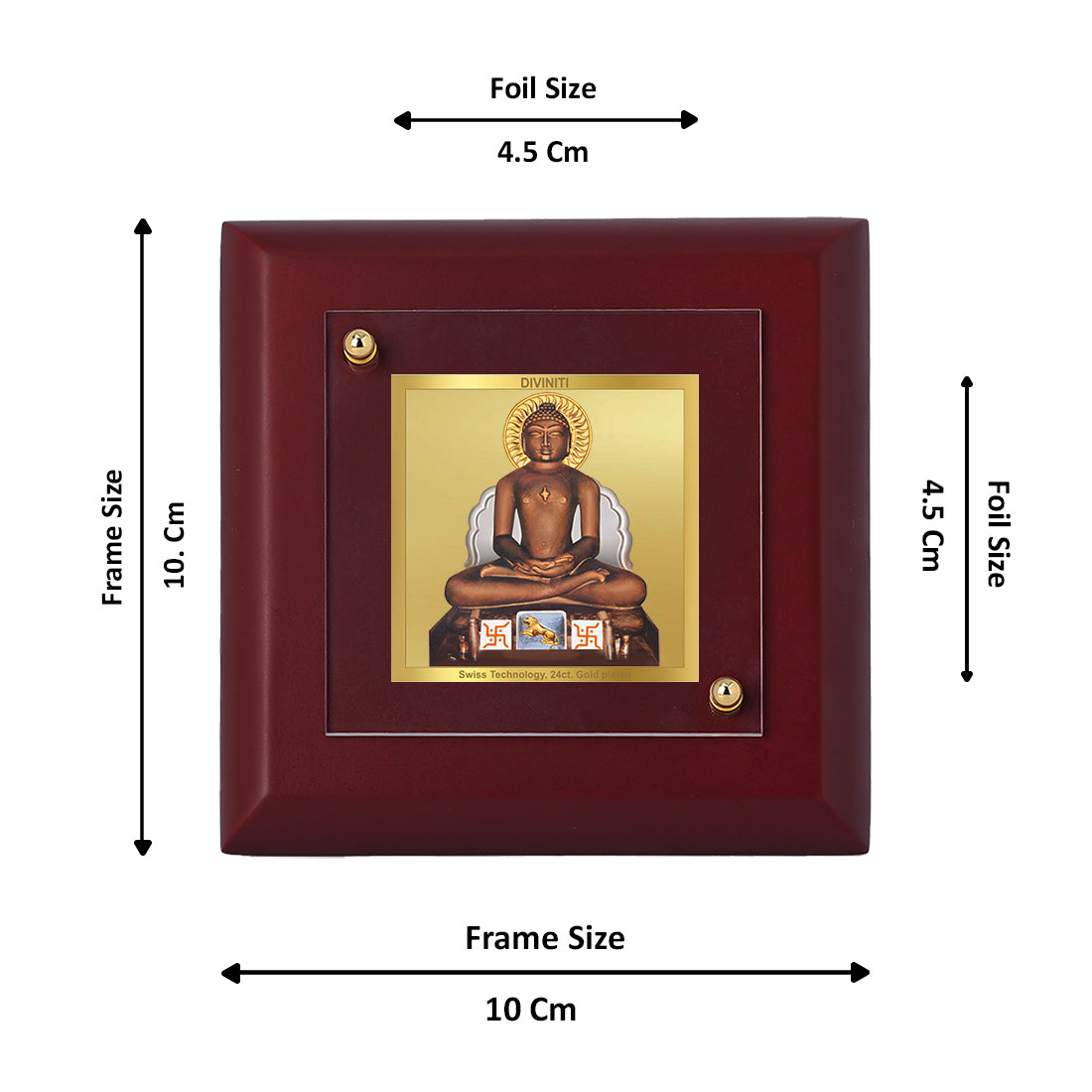 Diviniti 24K Gold Plated Mahavir Photo Frame For Home Decor, Prayer, Festival Gift (10 x 10 CM)