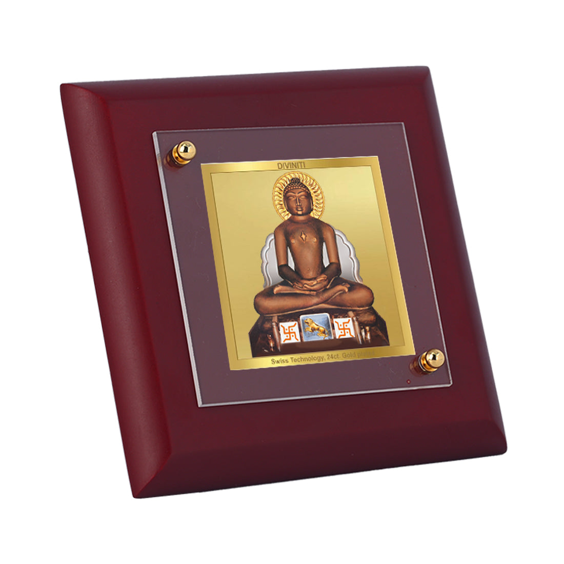 Diviniti 24K Gold Plated Mahavir Photo Frame For Home Decor, Prayer, Festival Gift (10 x 10 CM)