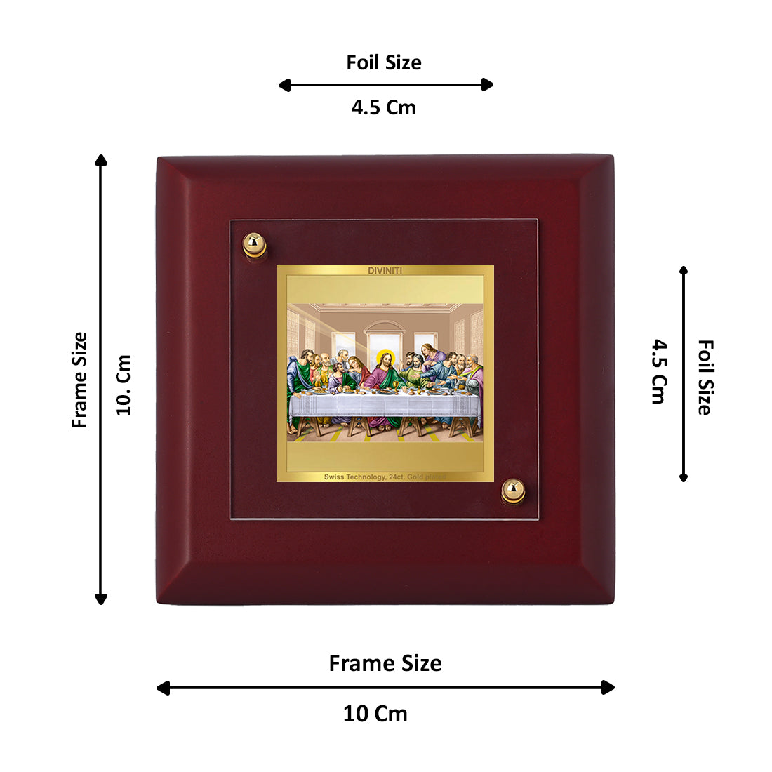 Diviniti 24K Gold Plated Last Supper Photo Frame For Home Decor Showpiece, Table Top & Gift (10 x 10 CM)