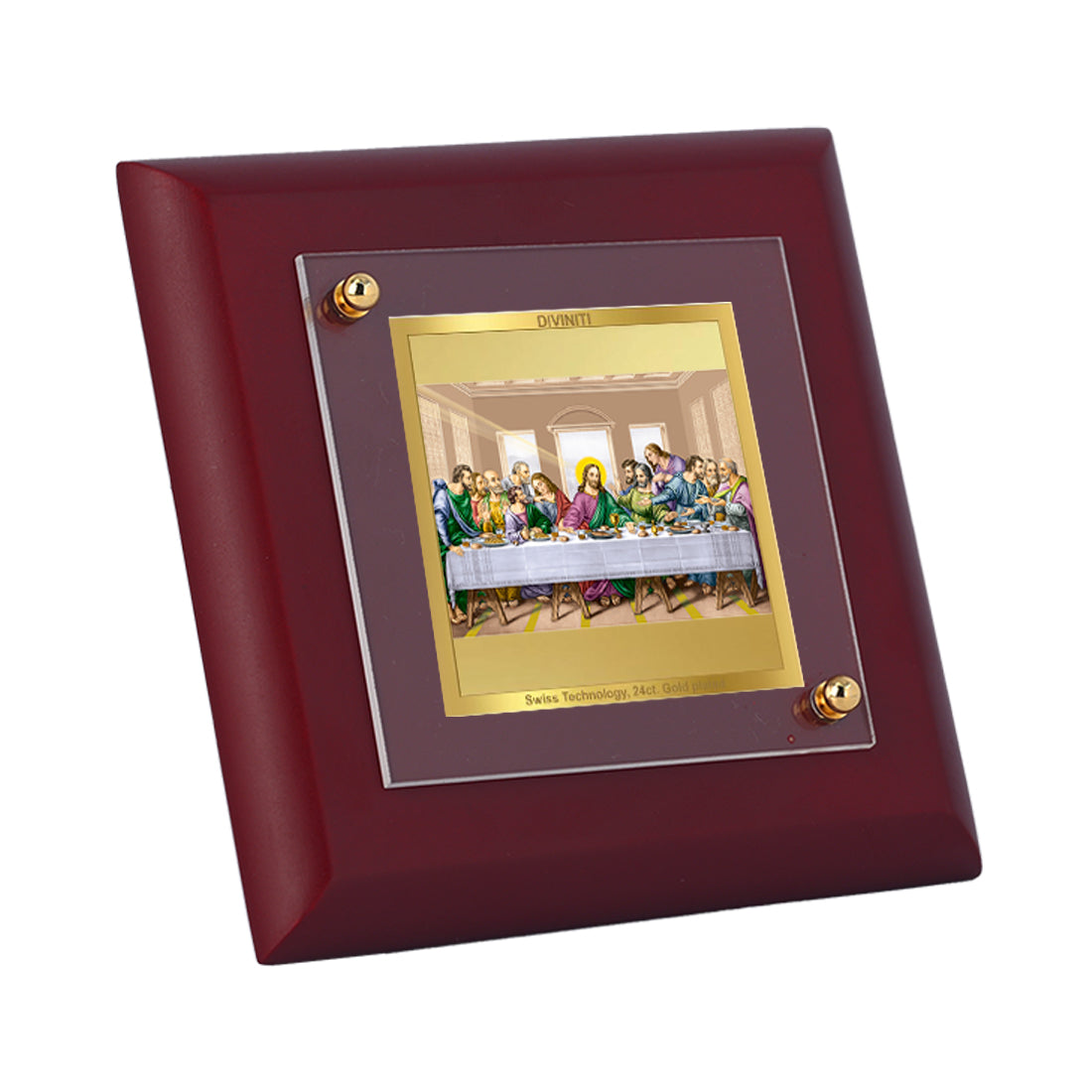 Diviniti 24K Gold Plated Last Supper Photo Frame For Home Decor Showpiece, Table Top & Gift (10 x 10 CM)