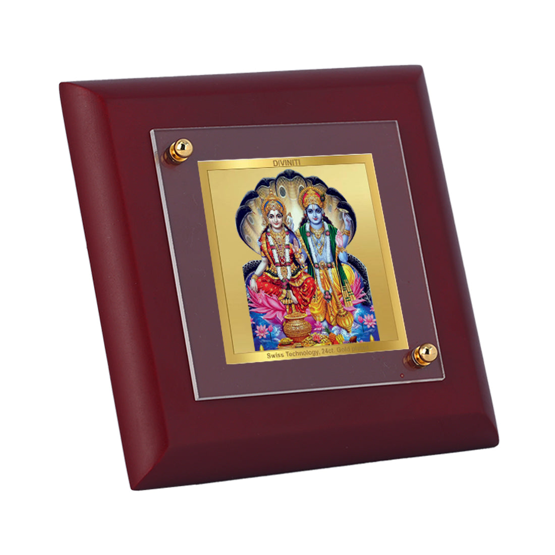 Diviniti 24K Gold Plated Vishnu Laxmi Frame For Home Decor Showpiece, Table Tops, Puja, Gift (10 x 10 CM)