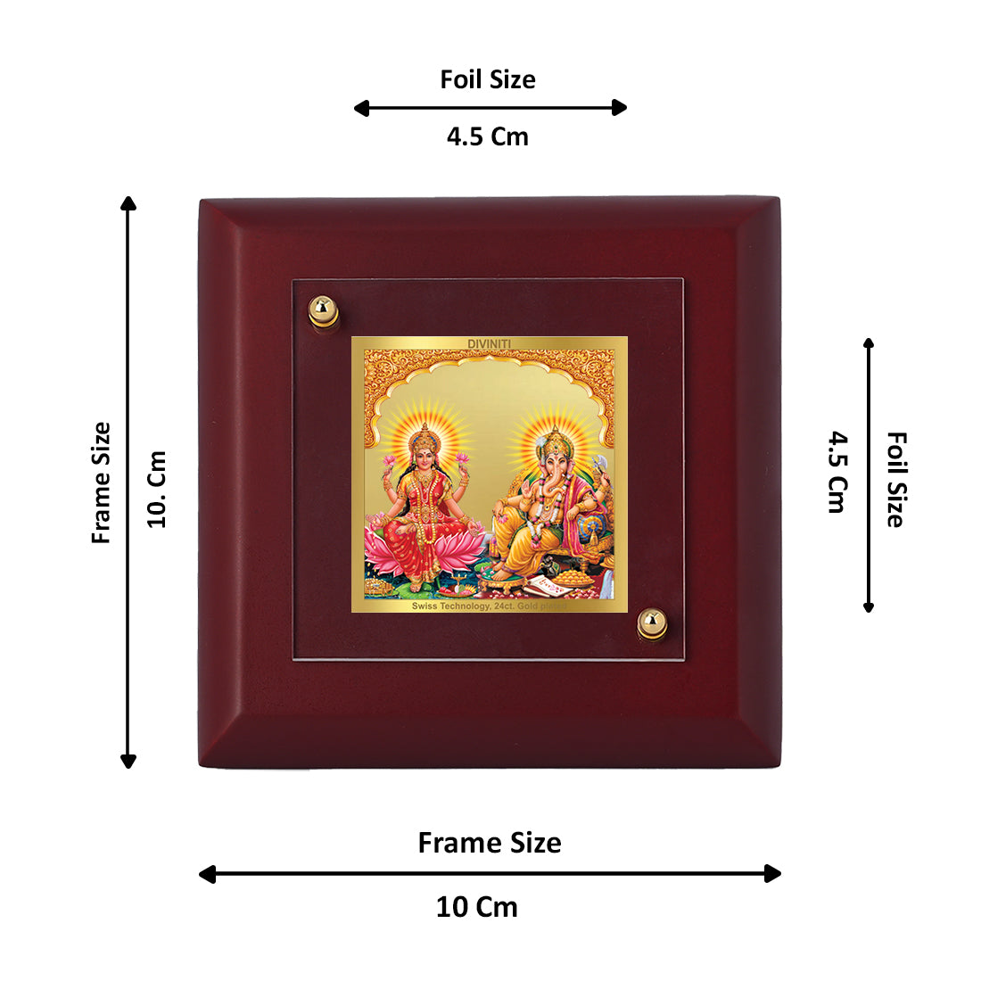 Diviniti 24K Gold Plated Lakshmi Ganesh Frame For Home Decor, Table Tops, Puja, Festival Gift (10 x 10 CM)