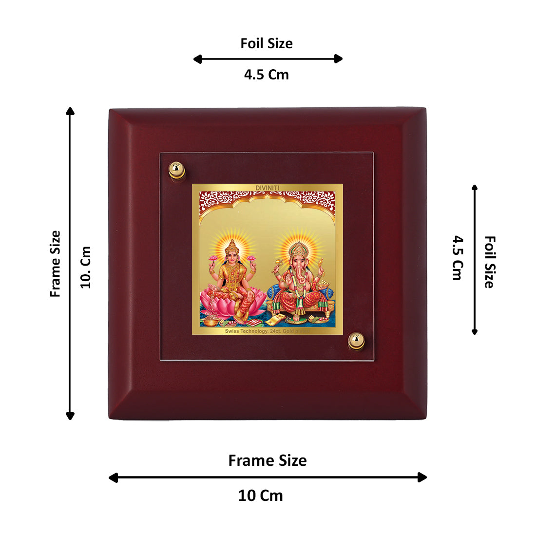 Diviniti 24K Gold Plated Lakshmi Ganesha Frame For Home Decor, Table Tops, Puja, Gift (10 x 10 CM)