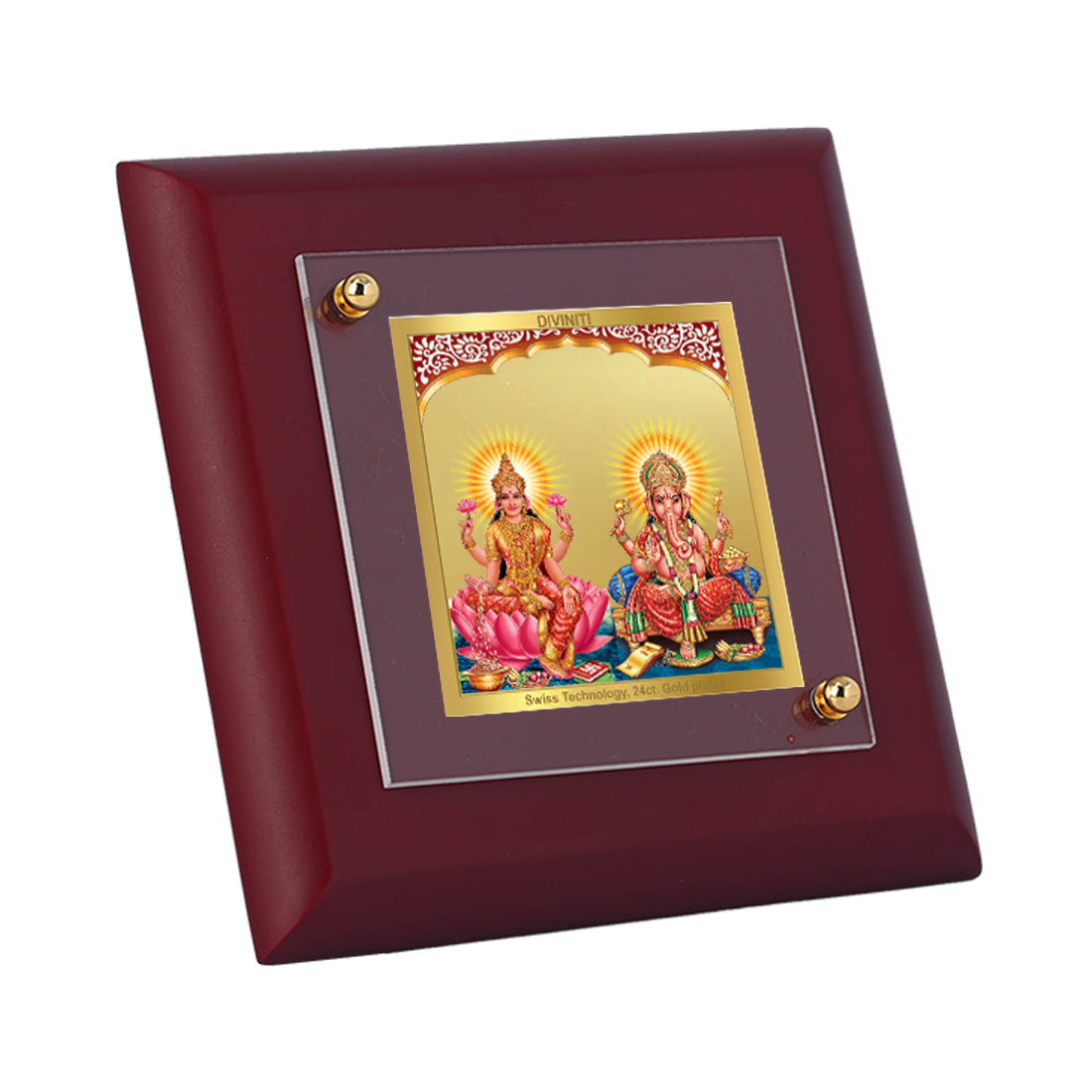 Diviniti 24K Gold Plated Lakshmi Ganesha Frame For Home Decor, Table Tops, Puja, Gift (10 x 10 CM)