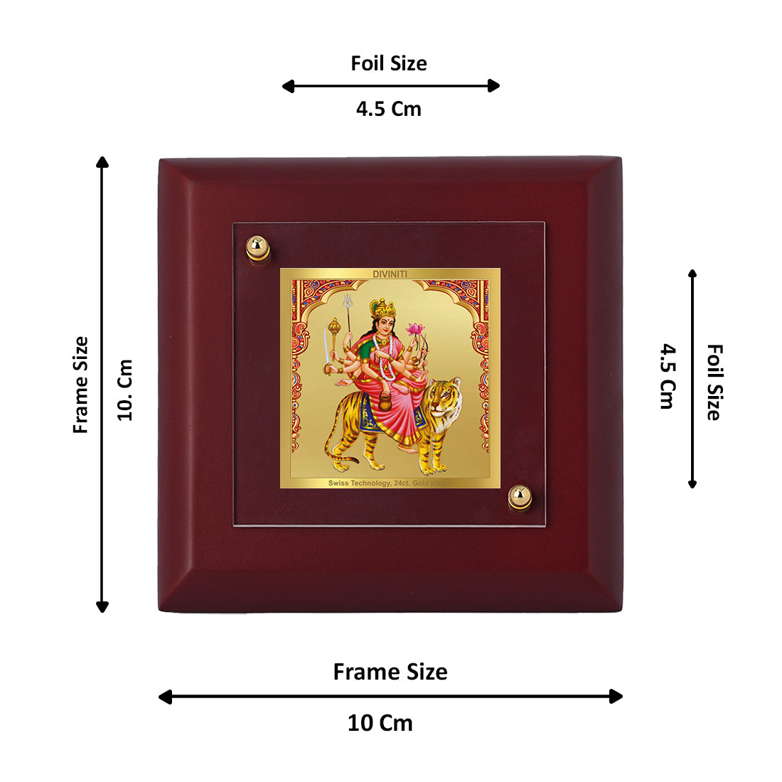 Diviniti 24K Gold Plated Kushmanda Mata Frame For Home Decor, Table Top, Puja, Festival Gift (10 x 10 CM)