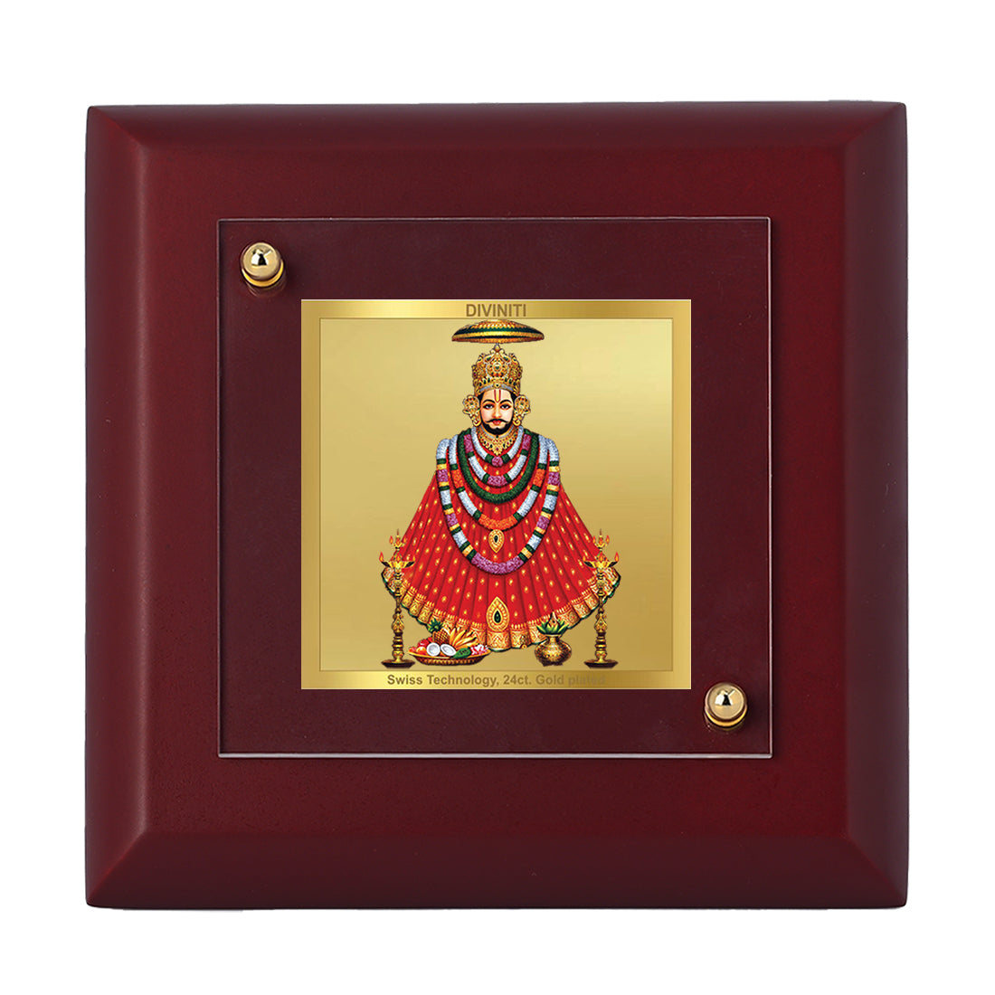 Diviniti 24K Gold Plated Khatu Shyam Frame For Home Decor, Table Tops, Puja Room & Gift (10 x 10 CM)