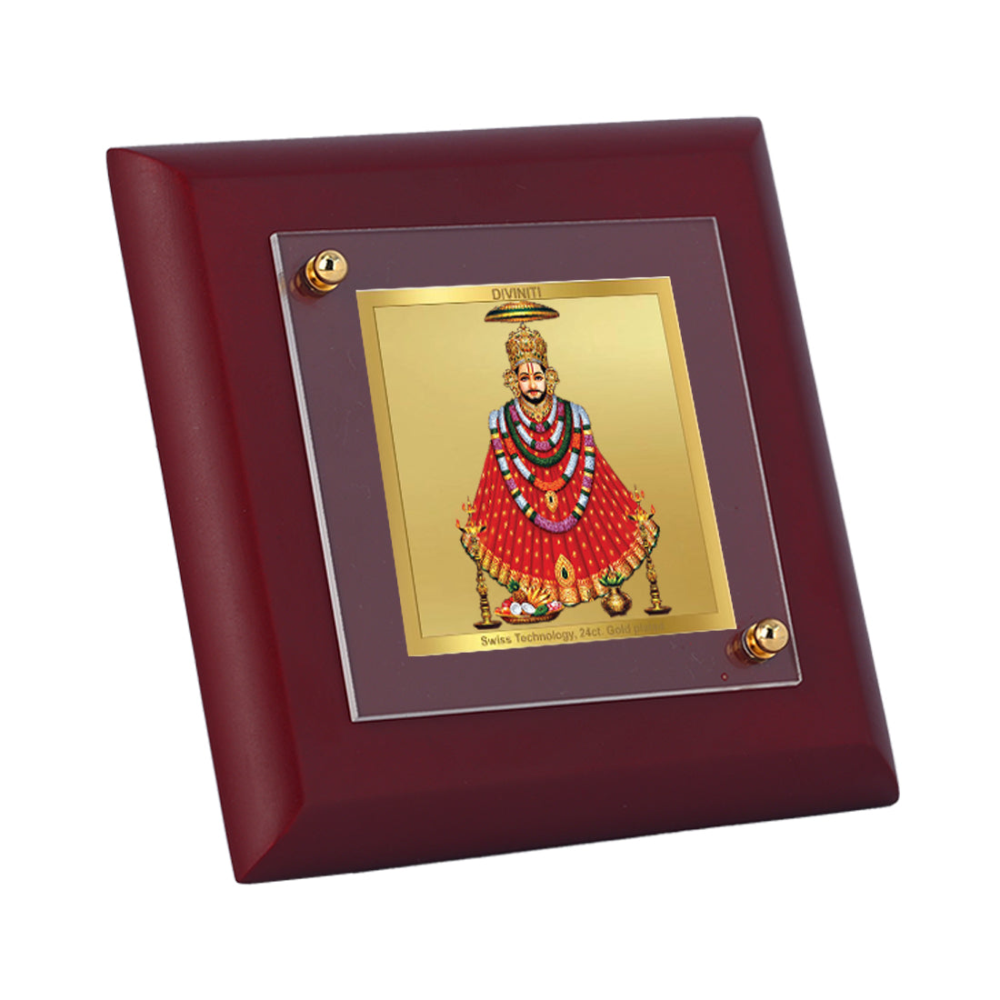 Diviniti 24K Gold Plated Khatu Shyam Frame For Home Decor, Table Tops, Puja Room & Gift (10 x 10 CM)