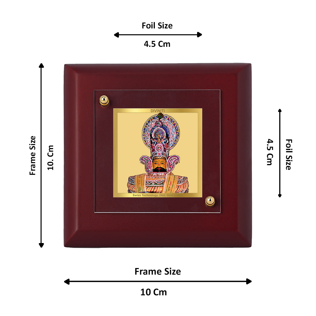 Diviniti 24K Gold Plated Khatu Shyam Frame For Home Decor Showpiece, Table Top & Gift (10 x 10 CM)