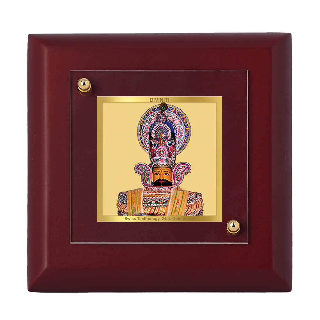 Diviniti 24K Gold Plated Khatu Shyam Frame For Home Decor Showpiece, Table Top & Gift (10 x 10 CM)