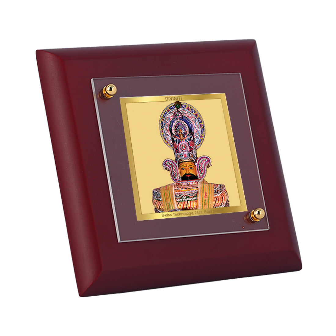 Diviniti 24K Gold Plated Khatu Shyam Frame For Home Decor Showpiece, Table Top & Gift (10 x 10 CM)