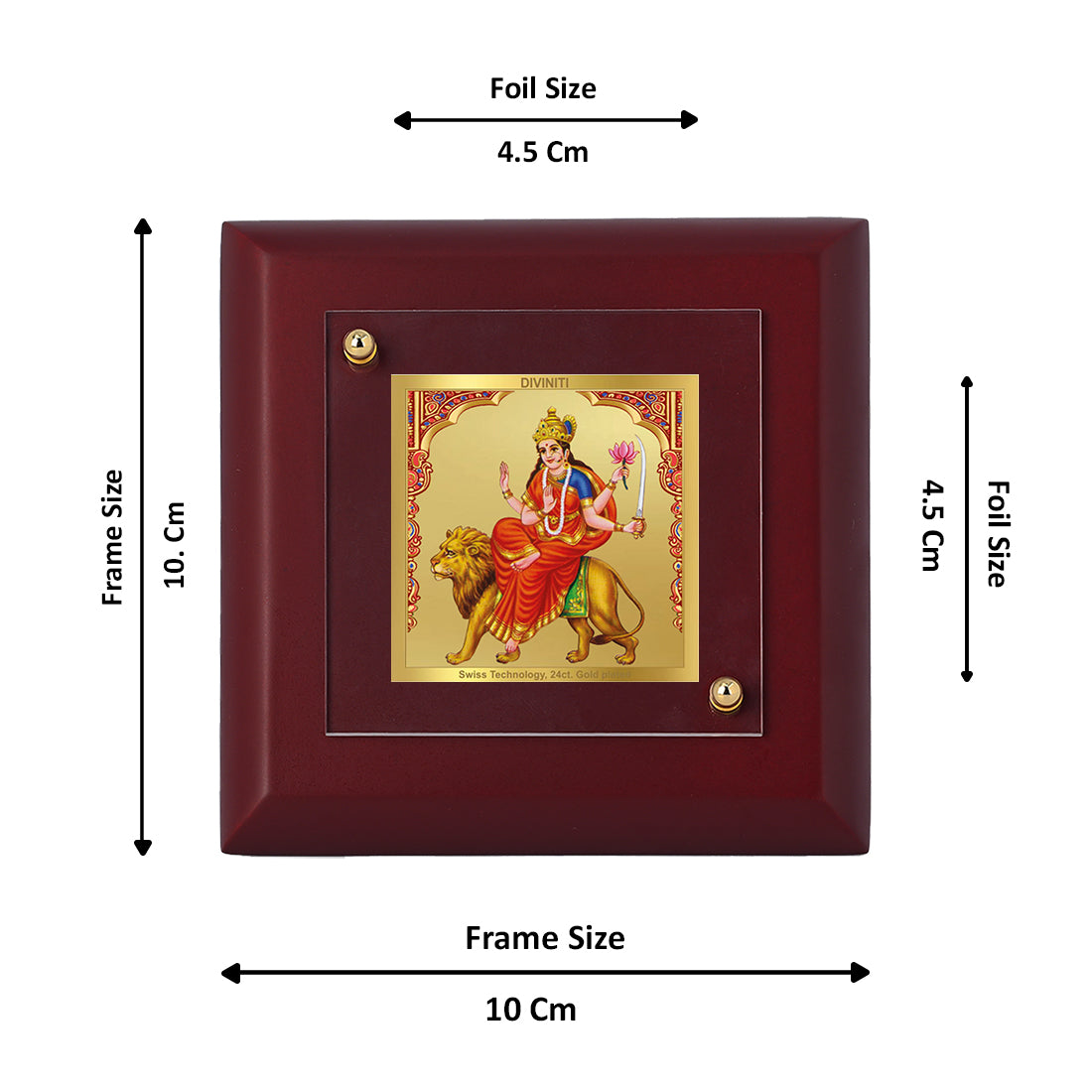 Diviniti 24K Gold Plated Katyani Mata Frame For Home Decor, Table Tops, Puja Room & Gift (10 x 10 CM)