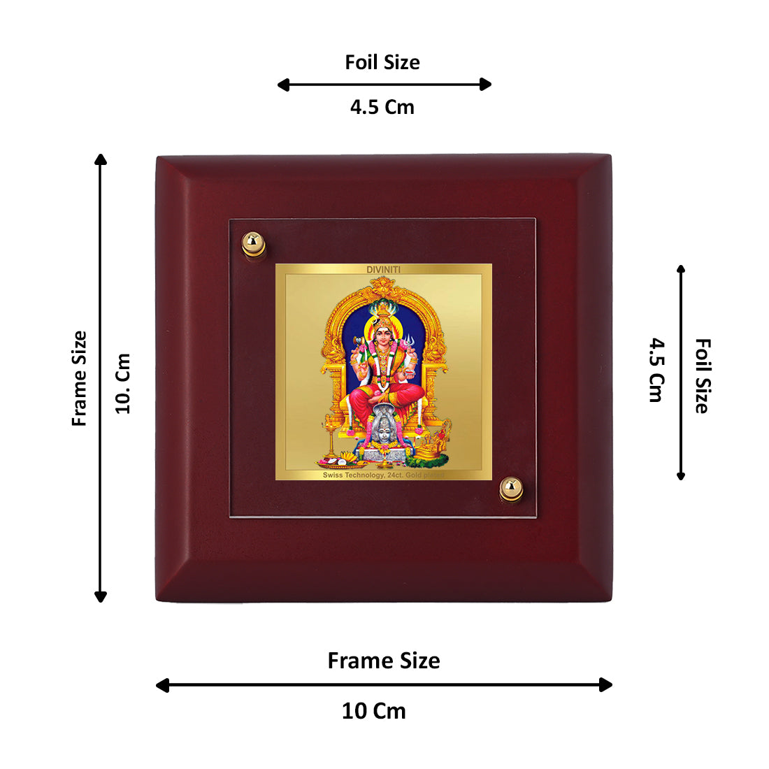 Diviniti 24K Gold Plated Karumariamman Frame For Home Decor Showpiece, Table Top & Gift (10 x 10 CM)