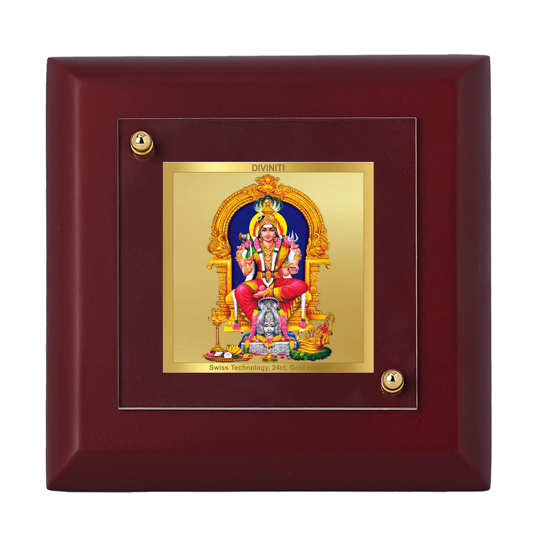 Diviniti 24K Gold Plated Karumariamman Frame For Home Decor Showpiece, Table Top & Gift (10 x 10 CM)