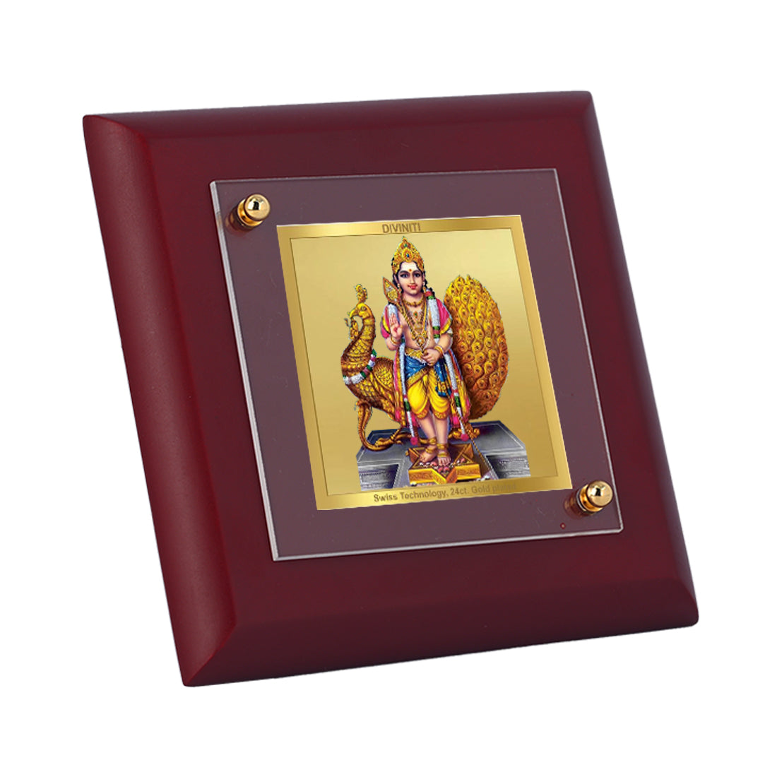 Diviniti 24K Gold Plated Karthikey Frame For Home Decor, Table Tops, Worship & Festival Gift (10 x 10 CM)