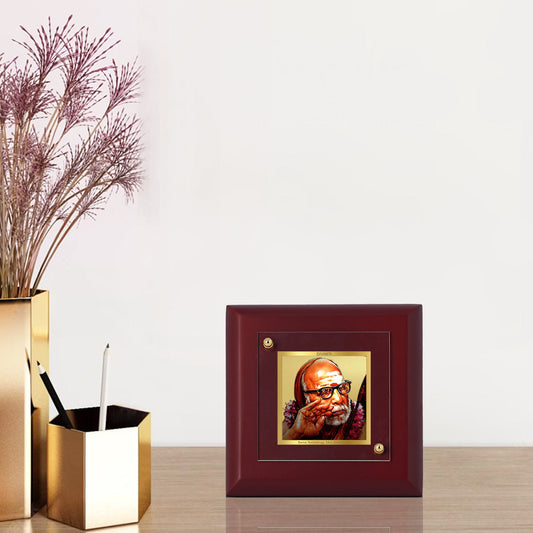 Diviniti 24K Gold Plated Kanchi Maha Periyava Frame For Home Decor Showpiece, Table Tops, Gift (10 x 10 CM)