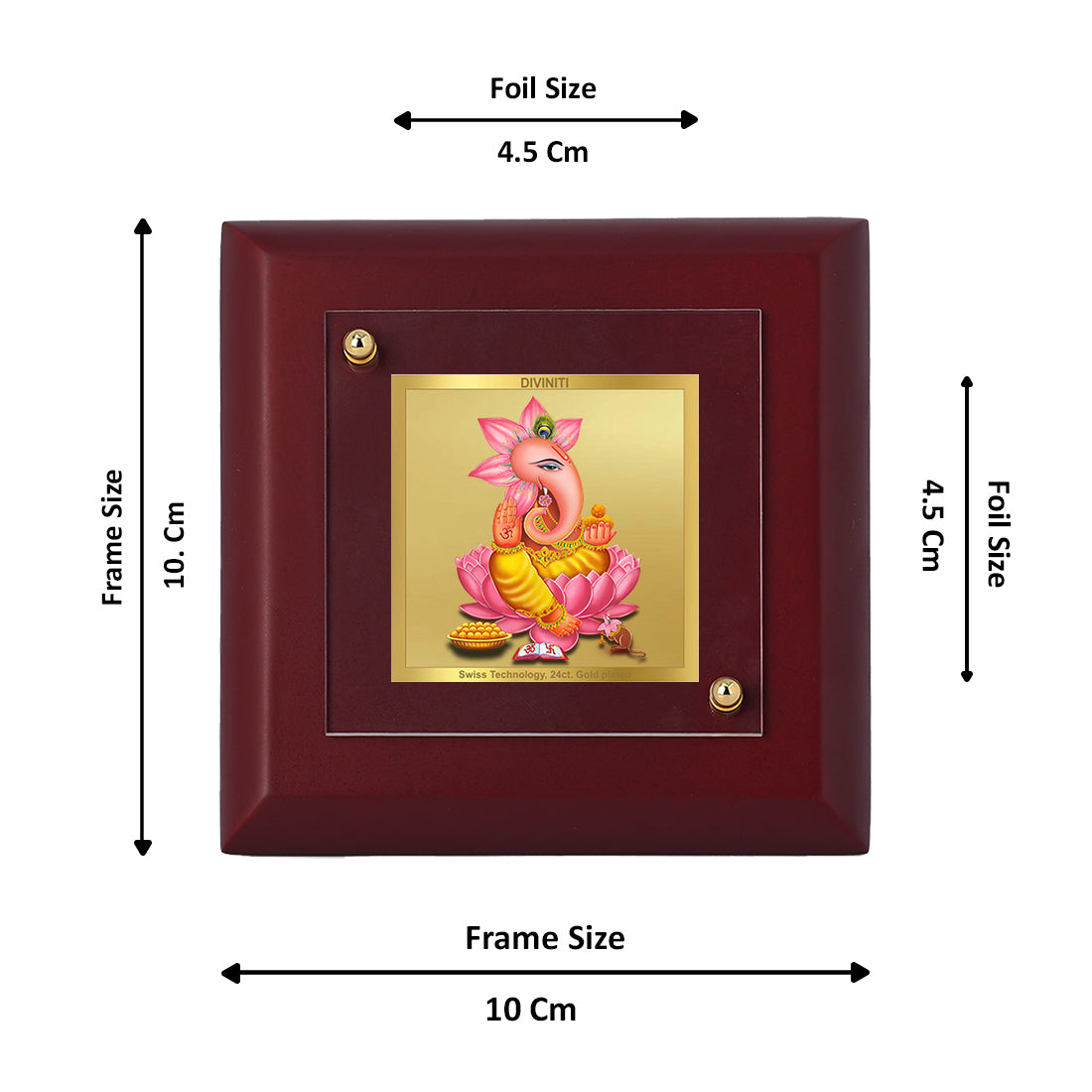 Diviniti 24K Gold Plated Kamal Ganesha Frame For Home Decor, Table Top, Puja Room, Festival Gift (10 x 10 CM)