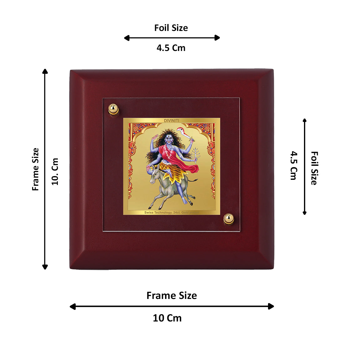 Diviniti 24K Gold Plated Kaalratri Mata Frame For Home Decor, Table Tops, Puja, Festival Gift (10 x 10 CM)